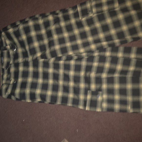 Hot Topic Black and Yellow Plaid Pants - Picture 2 of 4